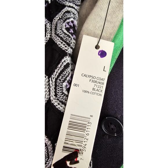 NWT $268 T Tahari Coat Long Line Jacket Embroidered Black White Size Large NEW - Picture 8 of 8